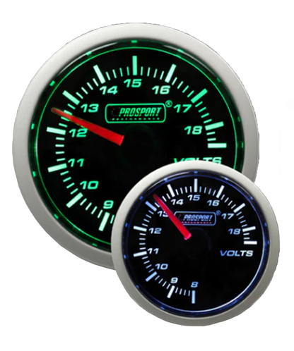 Prosport Gauges - 2-1/16" Green/White Volt Gauge