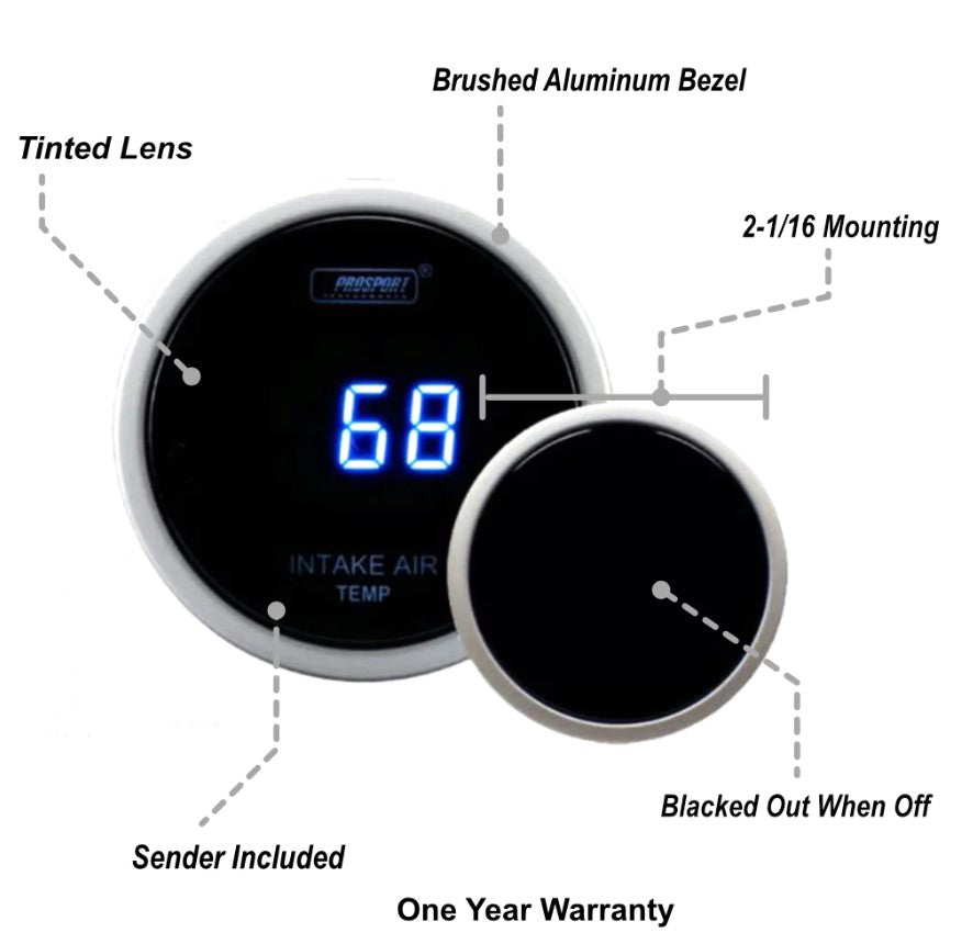 Prosport Gauges - 2-1/16" Digital Intake Temperature Gauge