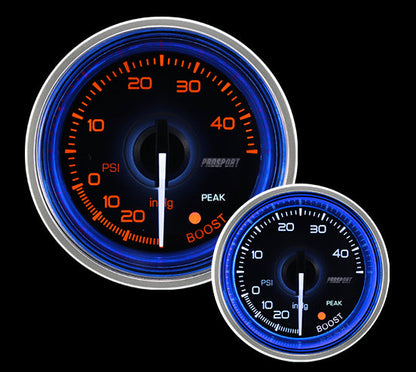 Prosport Gauges - 2-1/16" Crystal Series Blue/White Electric Boost gauge
