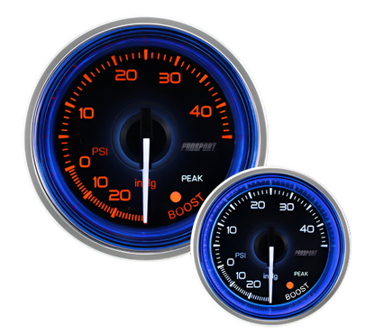 Prosport Gauges - 2-1/16" Crystal Series Blue/White Electric Boost gauge