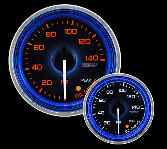 Prosport Gauges - 2-1/16" Crystal Blue/White Oil Pressure Gauge