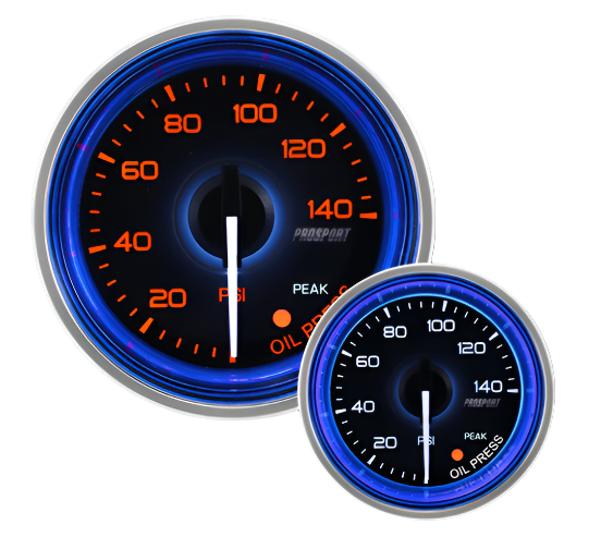 Prosport Gauges - 2-1/16" Crystal Blue/White Oil Pressure Gauge