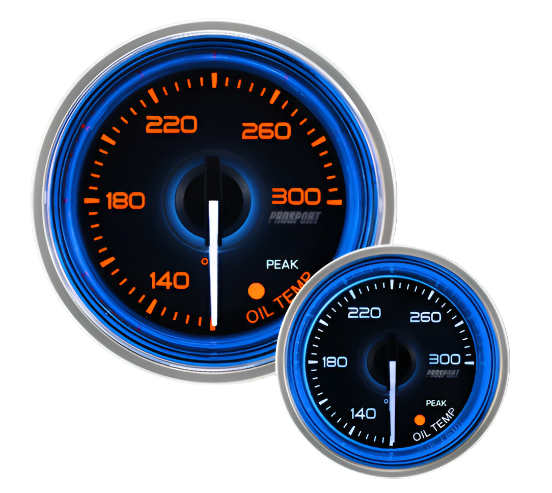 Prosport Gauges - 2-1/16" Crystal Blue/White Oil Temperature Gauge