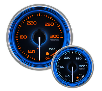 Prosport Gauges - 2-1/16" Crystal Blue/White Oil Temperature Gauge