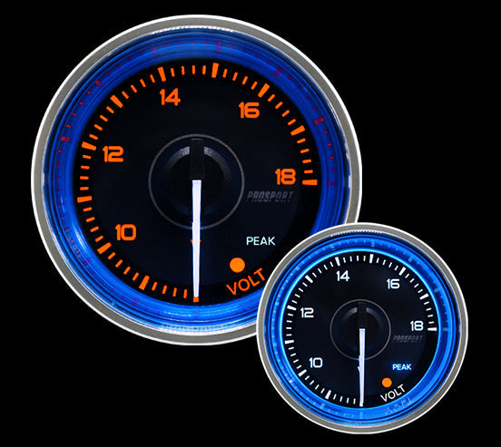 Prosport Gauges - 2-1/16" Crystal Blue Electrical Volt Gauge