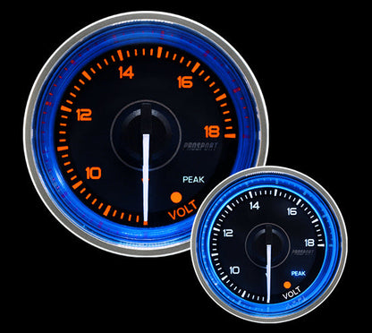Prosport Gauges - 2-1/16" Crystal Blue Electrical Volt Gauge
