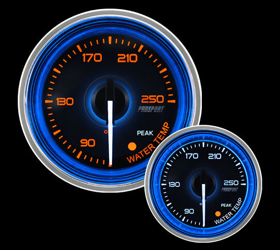 Prosport Gauges - 2-1/16" Crystal Blue/White Water Temperature Gauge