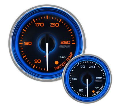 Prosport Gauges - 2-1/16" Crystal Blue/White Water Temperature Gauge