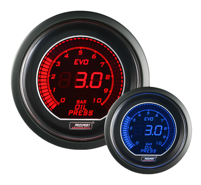 Prosport Gauges - 52mm Evo Electrical Oil Pressure Gauge-BAR
