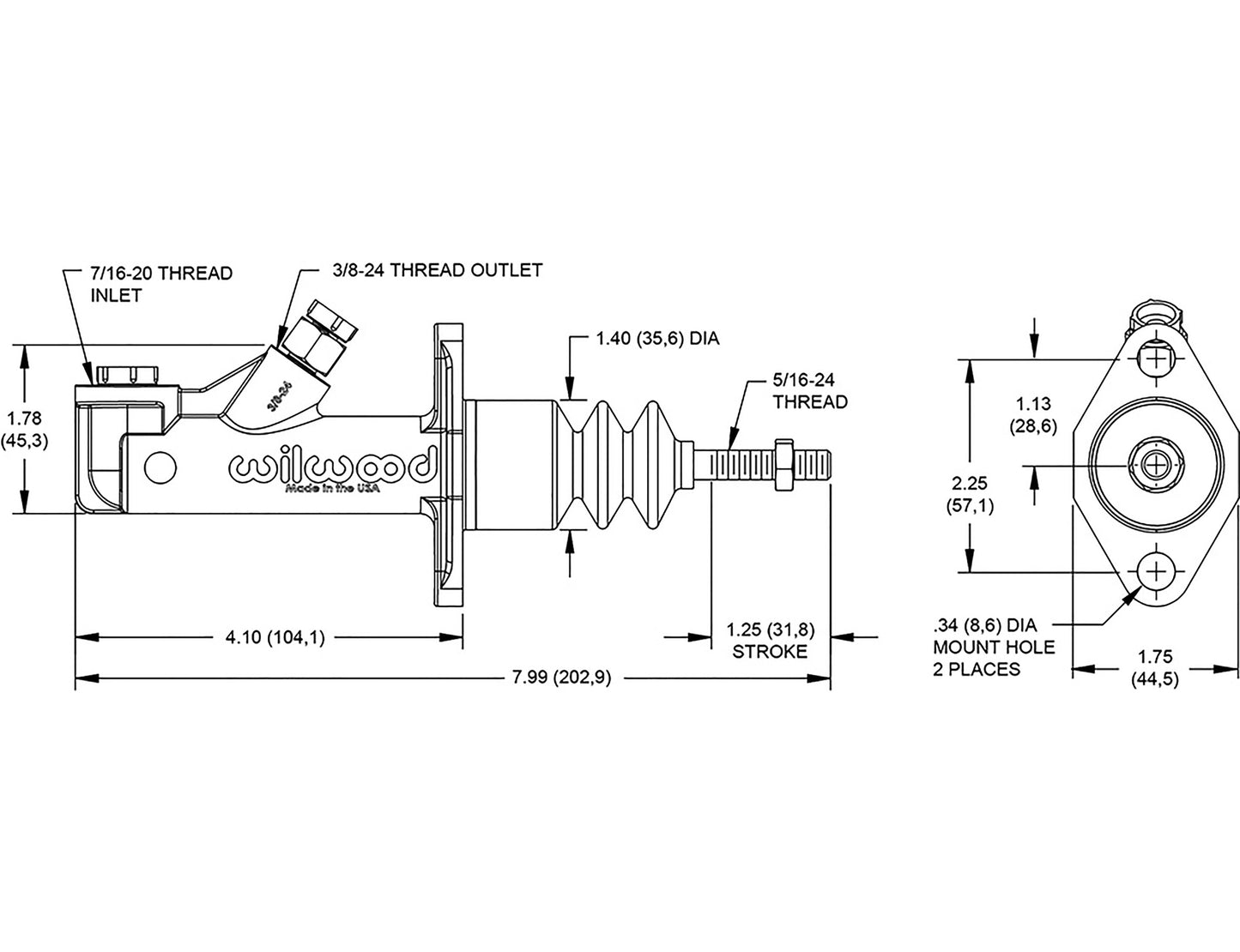 Master Cylinder - 3/4" Bore, inline