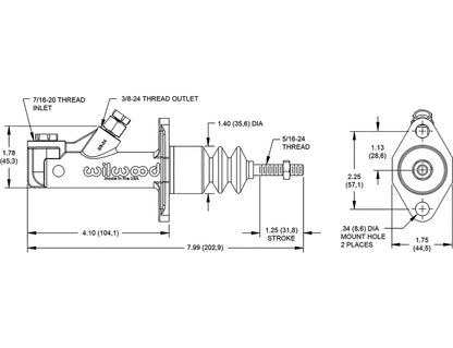 Master Cylinder - 3/4" Bore, inline