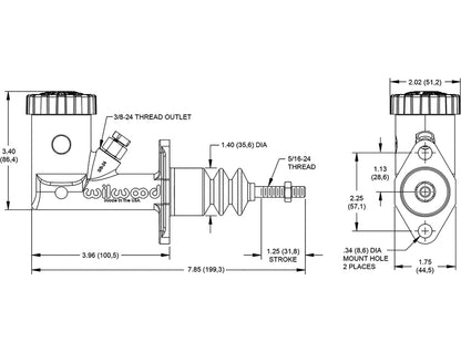 Master Cylinder - 5/8" Bore, inline