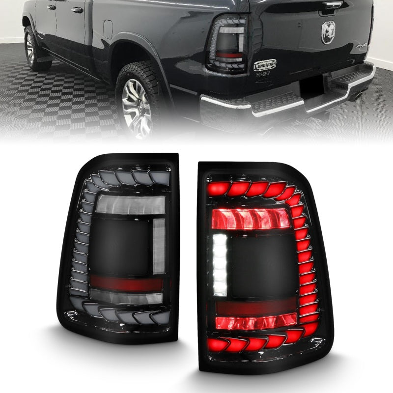 Anzo 19-23 Dodge RAM 1500 Tradesman/Big Horn Full LED Sequential Signal Black Taillights