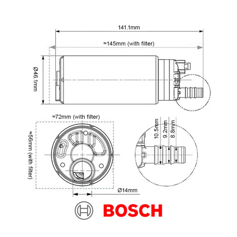 Nuke Performance - Bosch BR540 in-tank fuel pump kit