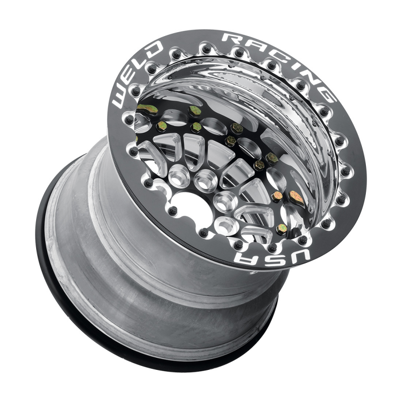 Weld Tuner Import Drag 13x11 / 4x100mm BP / 4.5in. BS Black Center Black Double Beadlock M/T Wheel