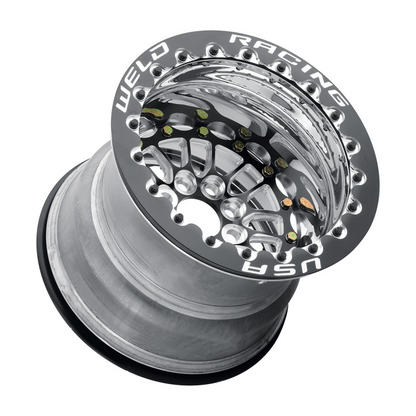 Weld Tuner Import Drag 13x11 / 4x100mm BP / 4.5in. BS Black Center Black Double Beadlock M/T Wheel