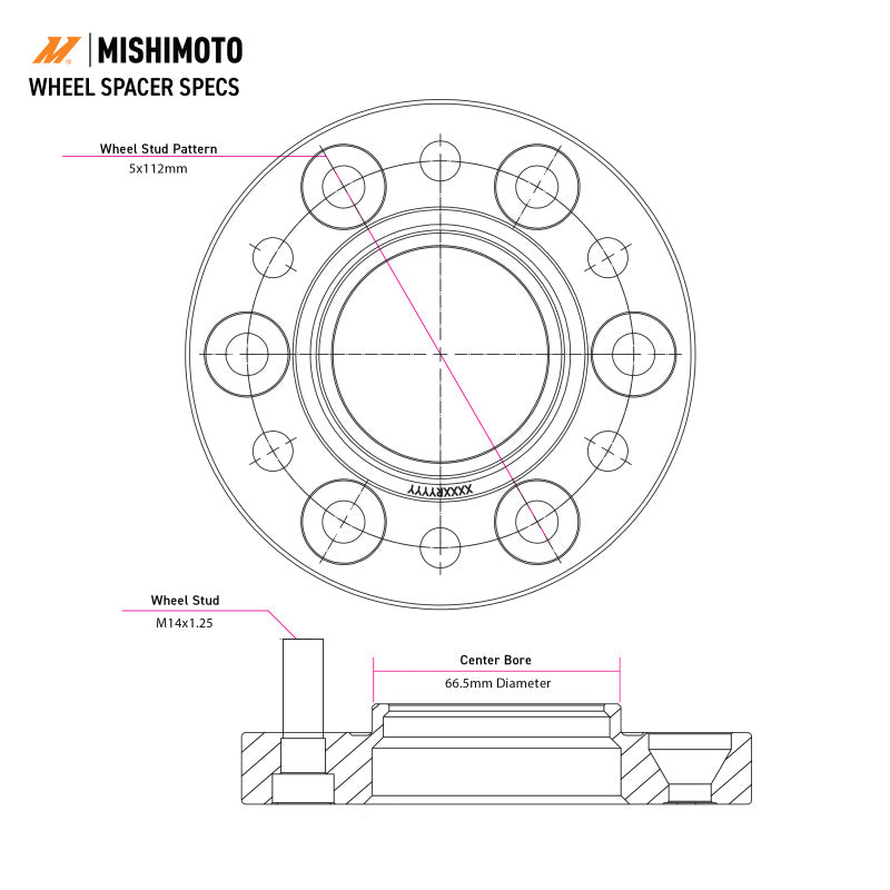 Mishimoto Wheel Spacers - 5x112 - 66.5 - 15 - M14 - Black