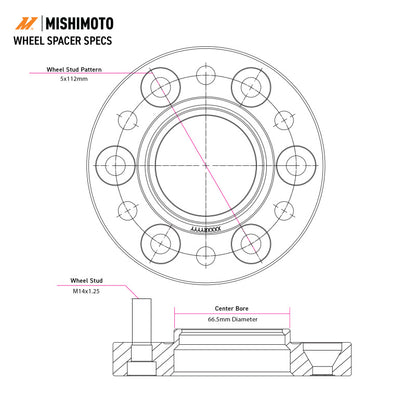 Mishimoto Wheel Spacers - 5x112 - 66.5 - 12 - M14 - Black