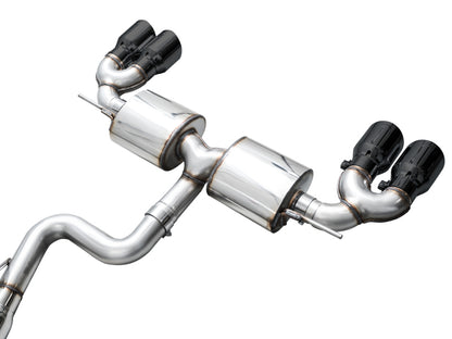 AWE Tuning MK8 Volkswagen Golf R 3in Touring Edition Quad Exhaust - Diamond Black Tips