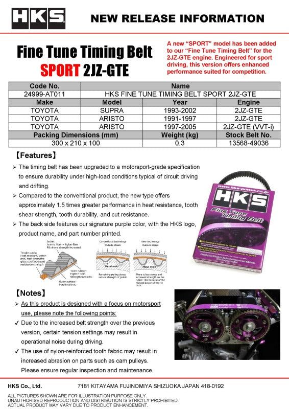 HKS FINE TUNE TIMING BELT SPORT 2JZ-GTE