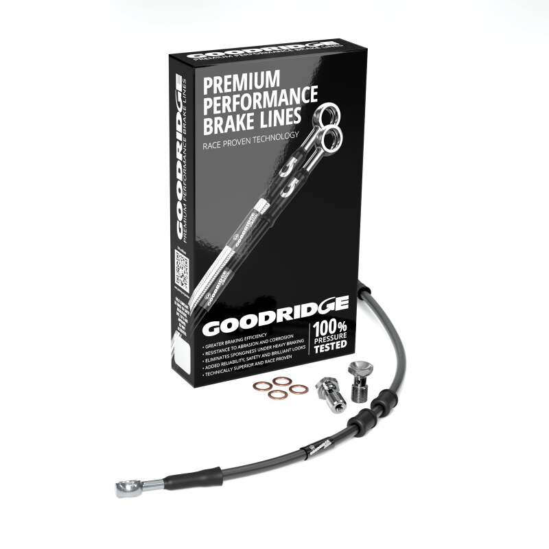 Goodridge 15-17 HD FLSTF/FXSB (w/ABS) +10in Black Brake Line Kit w/Stainless Steel Fittings