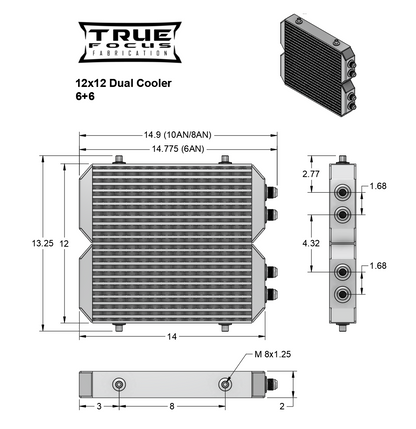 True Focus Fabrication - Universal Dual Cooler - Dual Pass - Oil / Power Steering / Transmission Cooler