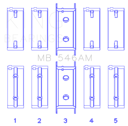 King Engine Bearings Mitsubishi G25B/4G54/4G53 (Size +0.25mm) Main Bearing Set