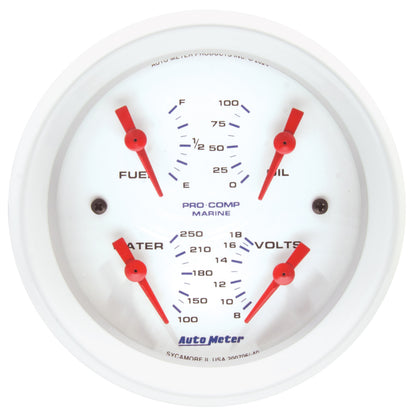 Autometer Marine White 3-3/8in Gauge - 100PSI