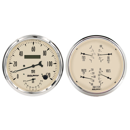 Autometer Antique Beige Quad & Tach/Speedo 5in. - 2 Pc.