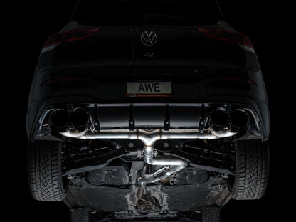 AWE Tuning MK8 Volkswagen Golf R 3in Track Edition Quad Exhaust - Diamond Black Tips