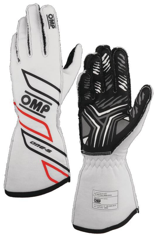 OMP ONE-S GLOVES my2025 FIA 8856-2018 WHITE SZ XS