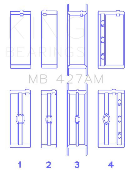 King Engine Bearings Chevrolet 173 V6 (Size +0.50mm) Main Bearing Set