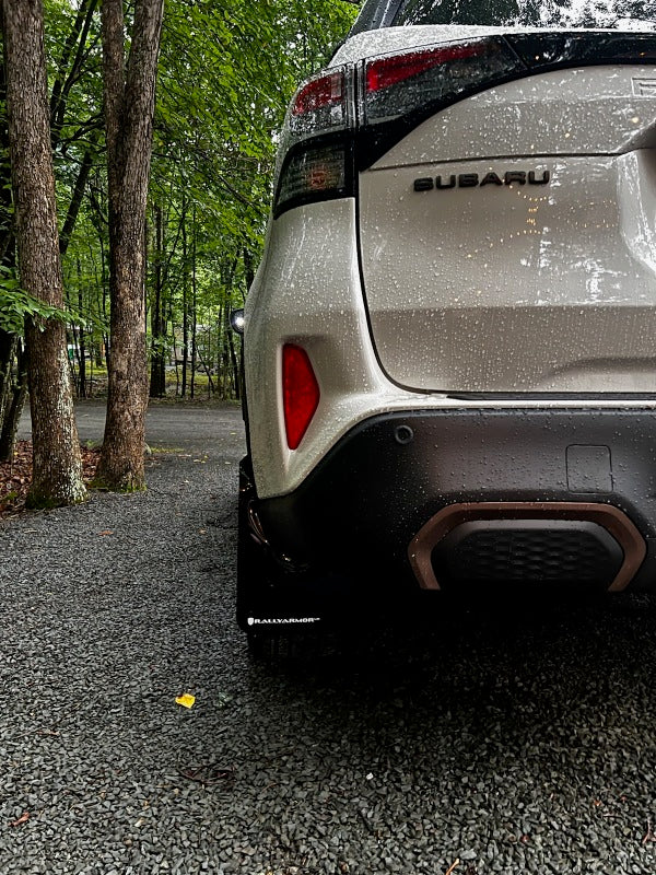 Rally Armor 25-26 Subaru Forester &amp; Hybrid Black UR Mud Flap w/Metallic Black Logo