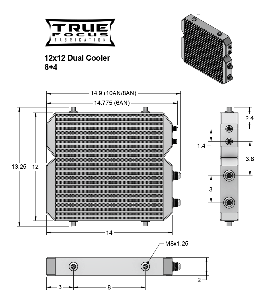 True Focus Fabrication - Universal Dual Cooler - Dual Pass - Oil / Power Steering / Transmission Cooler