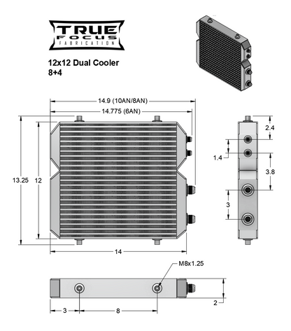 True Focus Fabrication - Universal Dual Cooler - Dual Pass - Oil / Power Steering / Transmission Cooler