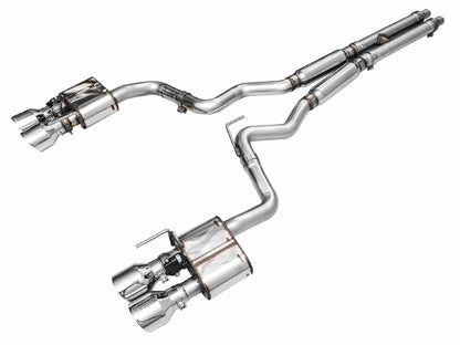 AWE 2024 Ford Mustang Dark Horse S650 RWD SwitchPath Cat-Back Exhaust w/ Quad Chrome Silver Tips