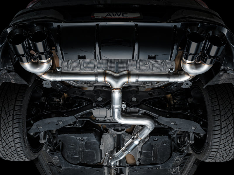 AWE Tuning MK8 Volkswagen Golf R 3in Track Edition Quad Exhaust - Diamond Black Tips