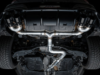AWE Tuning MK8 Volkswagen Golf R 3in Track Edition Quad Exhaust - Diamond Black Tips