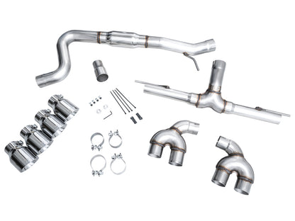 AWE Tuning MK8 Volkswagen Golf R 3in Track Edition Quad Exhaust - Chrome Silver Tips