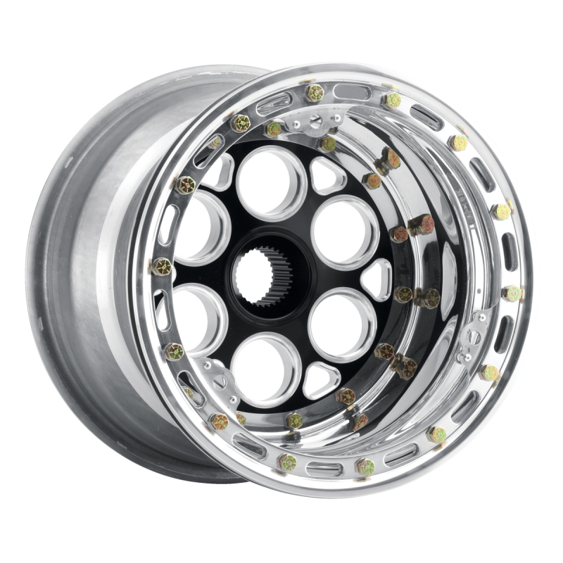 Weld Racing Magnum Sprint - 15x13 / 42-Spline / 3in Offset - Gold Center/Polished Shell-Non Beadlock