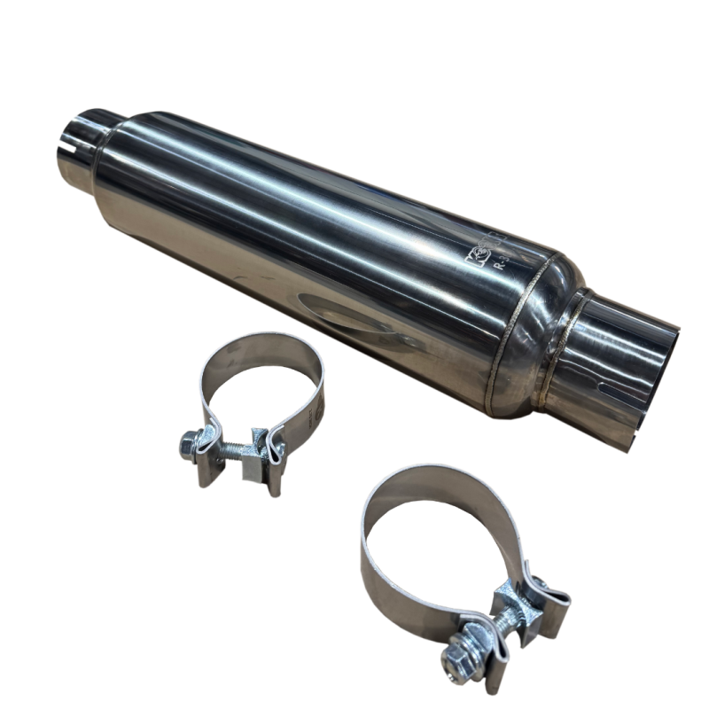 Kooks 3in. Round Clamp In Muffler 14in. Long Polished Stainless Steel