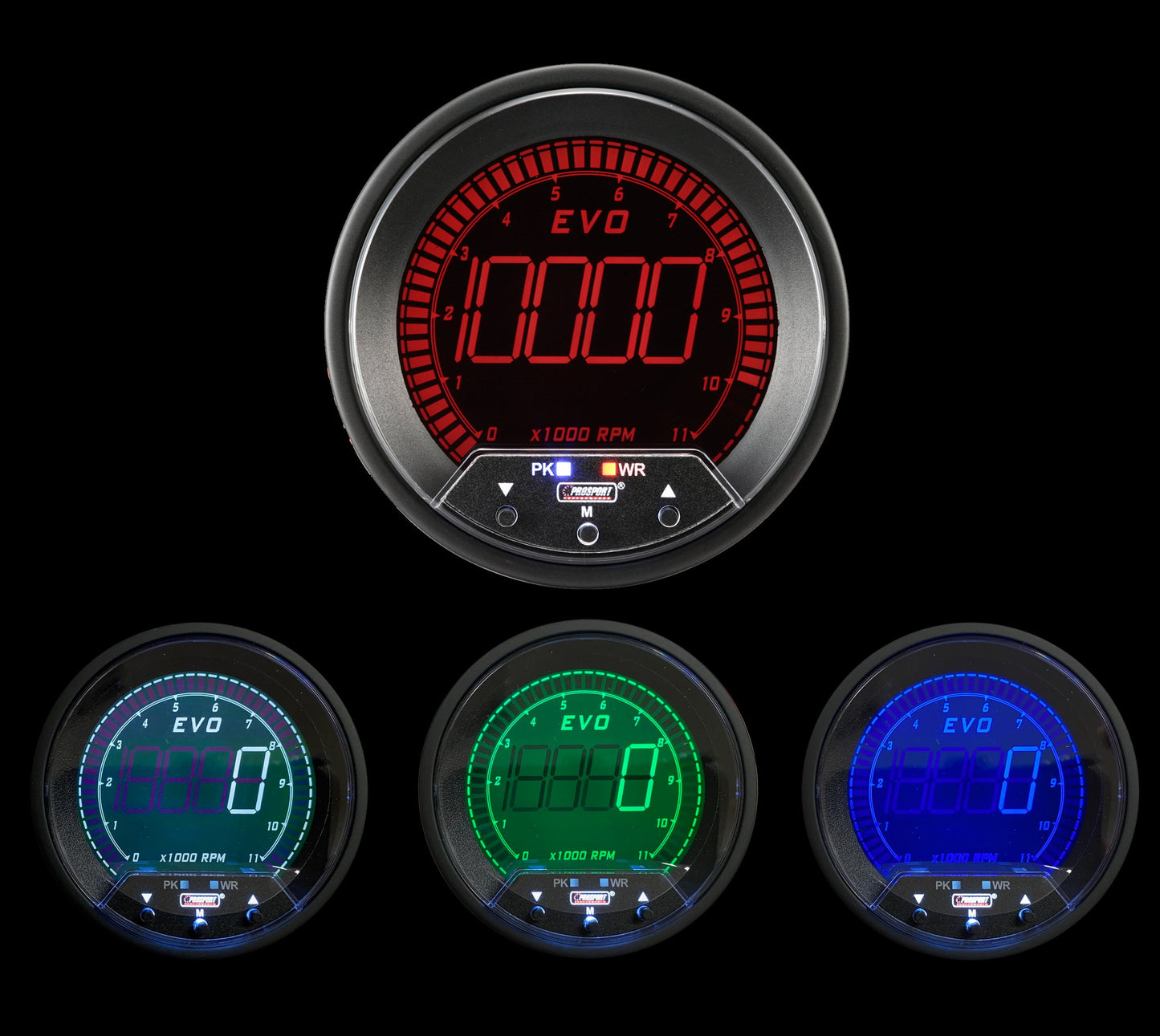Prosport Gauges - 3-3/8" Premium EVO Series Tachometer with  Peak/Warning