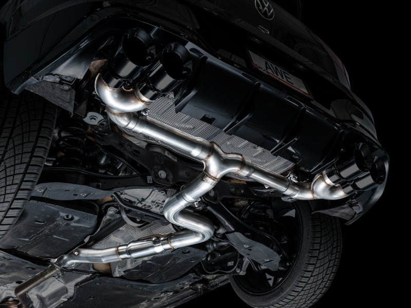 AWE Tuning MK8 Volkswagen Golf R 3in Track Edition Quad Exhaust - Diamond Black Tips
