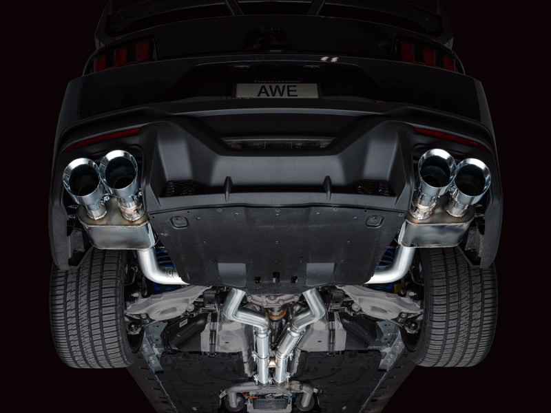 AWE 2024 Ford Mustang Dark Horse S650 RWD SwitchPath Cat-Back Exhaust w/ Quad Chrome Silver Tips