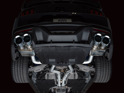 AWE 2024 Ford Mustang Dark Horse S650 RWD SwitchPath Cat-Back Exhaust w/ Quad Chrome Silver Tips