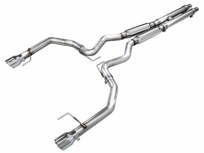 AWE 2024 Ford Mustang GT Fastback S650 RWD Track Edition Cat-Back Exhaust w/ Dual Chrome Silver Tips