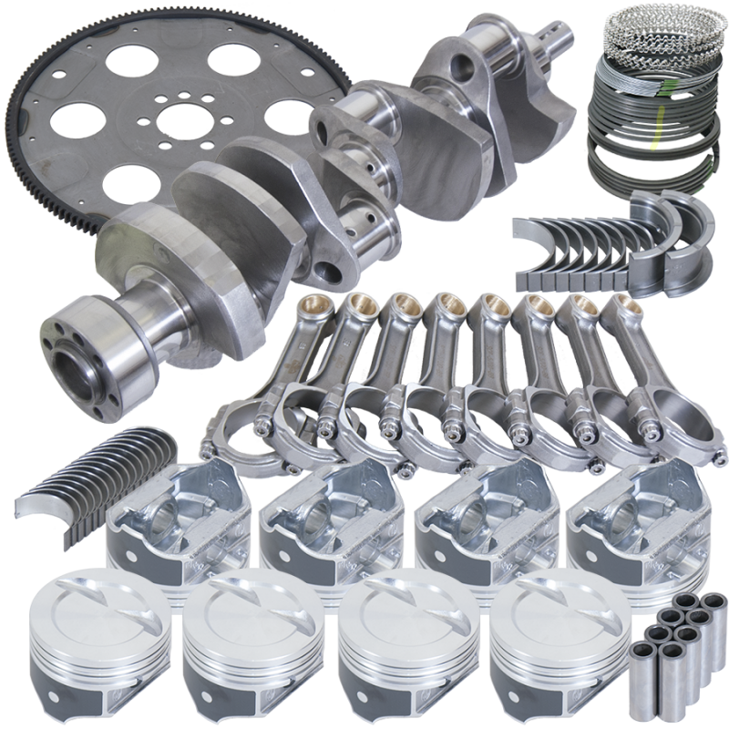 Eagle Chevy 350 1Pc 3.750in Crank 5.700in I-Beam Rods 4.000in Pistons 153 Tooth FP Balanced Assembly