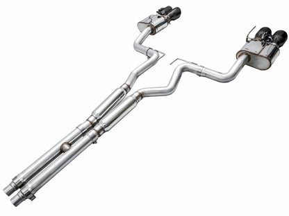 AWE 2024 Ford Mustang GT Fastback S650 RWD SwitchPath Cat-Back Exhaust w/ Quad Diamond Black Tips