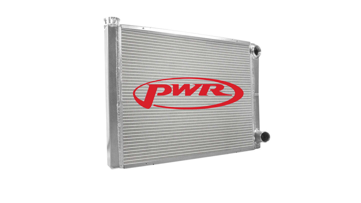PWR - 42mm Universal Performance Radiator (PWR Open 26” x 19”) -20 AN Port Inlet, 1-3/4″ Low Outlet