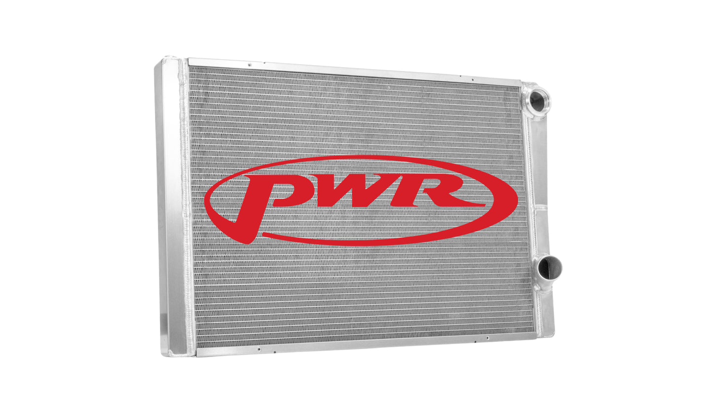 PWR - 42mm Universal Performance Radiator (PWR Closed 28” x 19”’) -20 AN Port Inlet, 1-3/4″ High Outlet